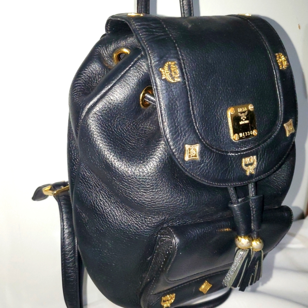 Mcm Leather Drawstring Back Pack Bag - image 7